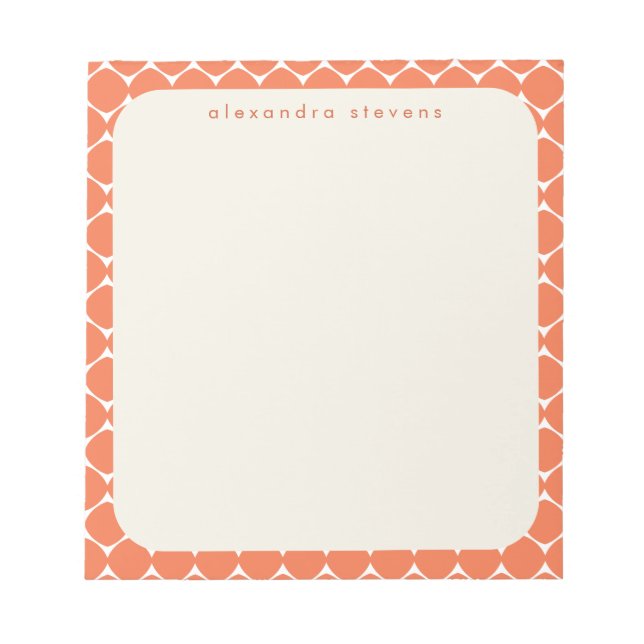 Modern Geometric Border Orange Personalized Name Notepad (Front)