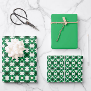 Modern Geometric Botanical Pattern in Evergreen... Wrapping Paper Sheet