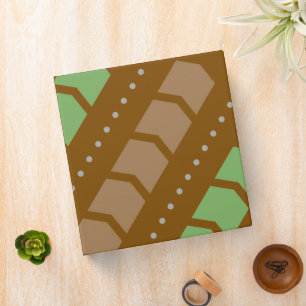 ​Modern Geometric Brown and Green Chevron Pattern  Binder