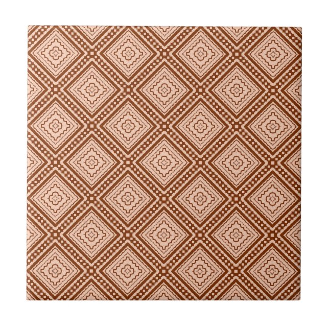 Modern Geometric Brown Terracotta Pattern Tile (Front)