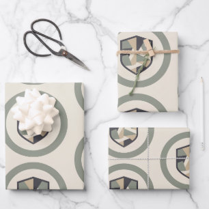 Modern Geometric Camo Military Party Wrapping Paper Sheet