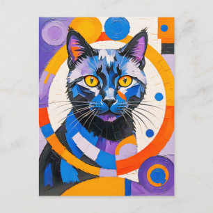Modern Geometric Cat Art Postcard