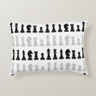 Modern Geometric Chess Piece Black White Pattern  Accent Pillow