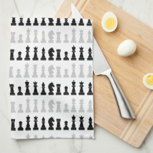 Modern Geometric Chess Piece Game Pattern Kitchen Towel
