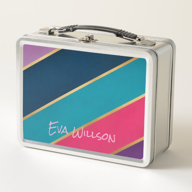 Modern Geometric Chic Personalized Metal Lunchbox (Front)