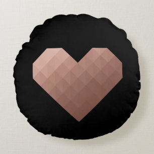 Modern geometric chic rose gold heart round pillow