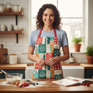 Modern Geometric Christmas Festive Holidays Apron