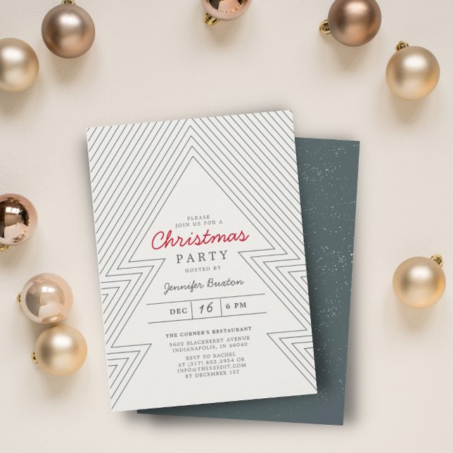 Modern Geometric Christmas Green Holiday Party Inv Invitation (Creator Uploaded)