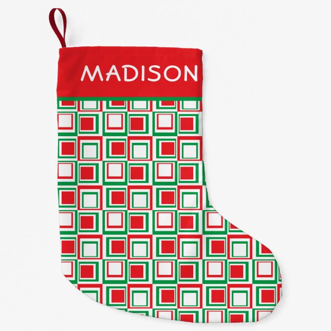 Modern Geometric Christmas Holiday Personalized Small Christmas Stocking (Front)