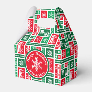 Modern Geometric Christmas Snowflakes Pattern Favor Box