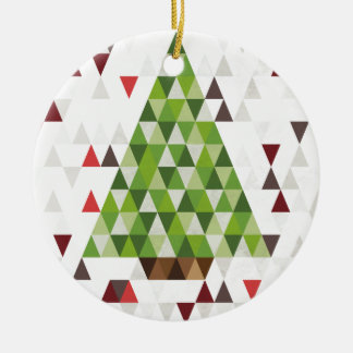 Modern Geometric Christmas Tree Art Ceramic Ornament