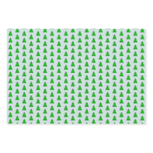 Modern Geometric Christmas Trees on Green on Blue