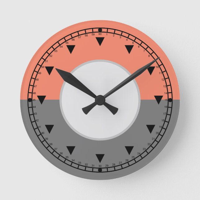 Modern Geometric Circle Halves Round Clock (Front)