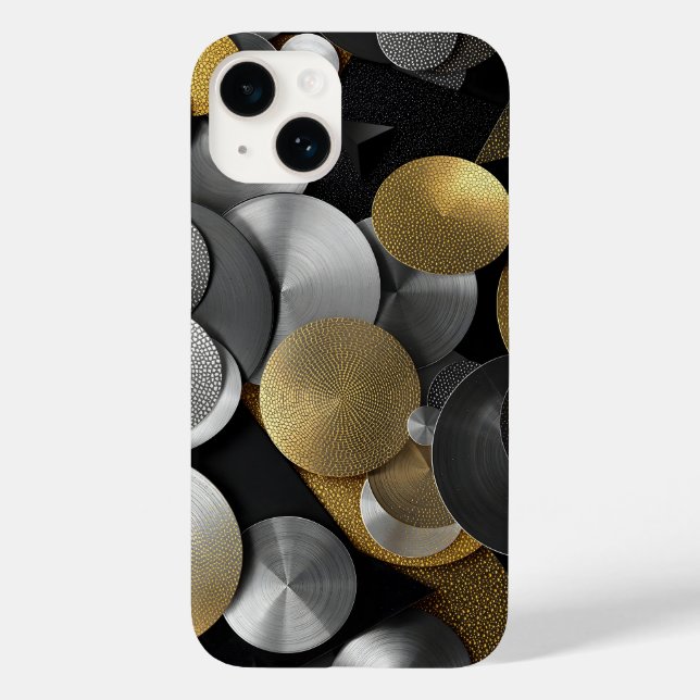 Modern Geometric Circles in Gold and Silver Case-Mate iPhone Case (Back)