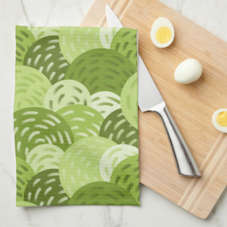 Modern Geometric Circles, Lime, Avocado, Celery Kitchen Towel