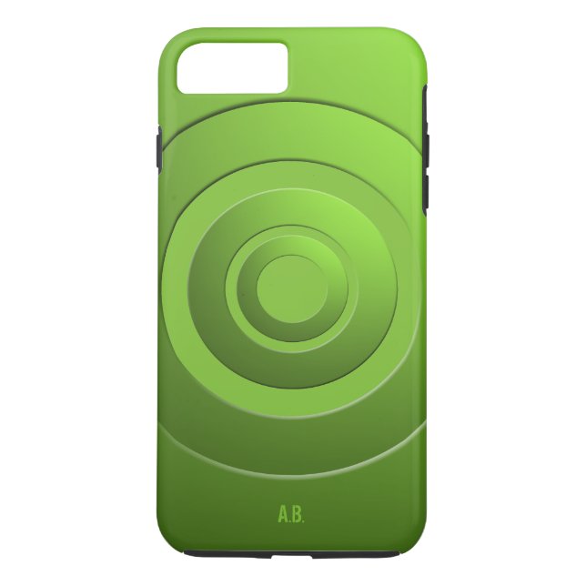 Modern Geometric Circles Lime Green any Initials Case-Mate iPhone Case (Back)