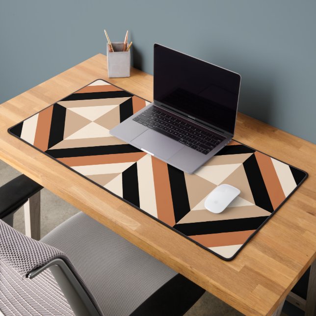 Modern Geometric Colour Block Brown Desk Mat (Office 2)