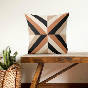 Modern Geometric Colour Block Brown Throw Pillow