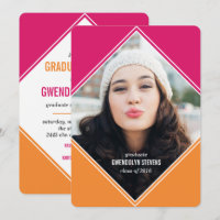 Modern Geometric Colour Block Graduation Invitatio