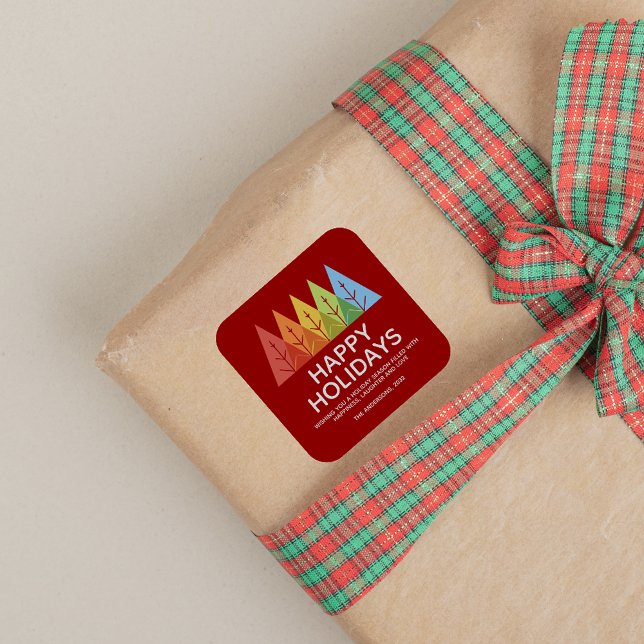 Modern Geometric Colour Overlapping Christmas Square Sticker (Creator Uploaded)