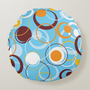 Modern Geometric Colourful Circles Shape Pattern Round Pillow
