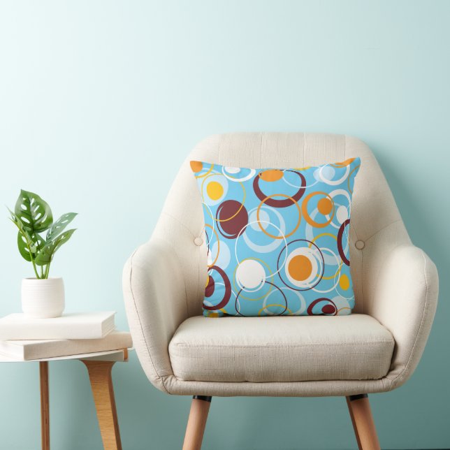 Modern Geometric Colourful Circles Shape Pattern Throw Pillow (Chair)