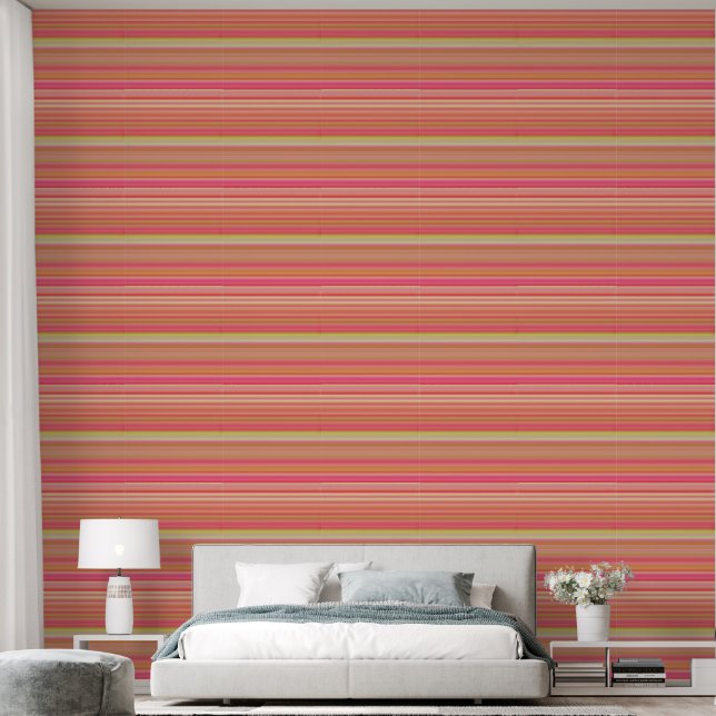 Modern Geometric Colourful Stripes Peel and Stick Wallpaper (Bedroom)