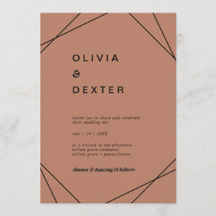 Modern Geometric Copper Casual Wedding Invitation