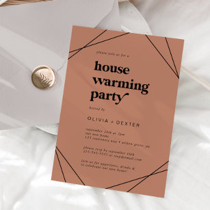 Modern Geometric   Copper Housewarming Party Invitation