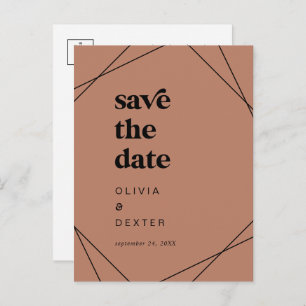 Modern Geometric Copper Save the Date Invitation Postcard