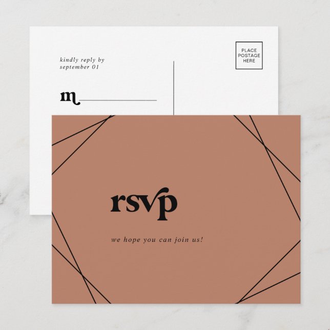 Modern Geometric Copper Song Request RSVP Postcard (Front/Back)