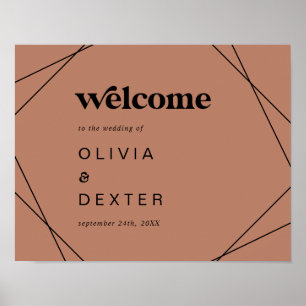 Modern Geometric Copper Wedding Welcome Poster