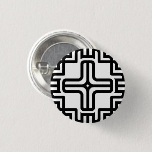Modern Geometric Cross Line Art 1 Inch Round Button