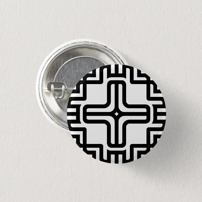 Modern Geometric Cross Line Art 1 Inch Round Button (Front & Back)