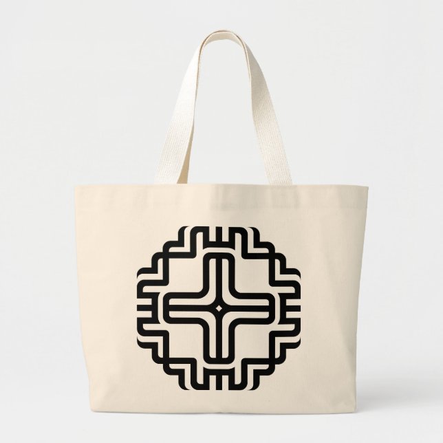 Modern Geometric Cross Line Art Large Tote Bag (Front)