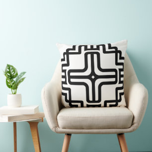 Modern Geometric Cross Line Art Throw Pillow