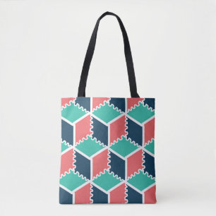 Modern Geometric Cube Pattern Tote Bag – Colourful