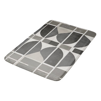 Modern Geometric Curves in Grey and White Bath Mat