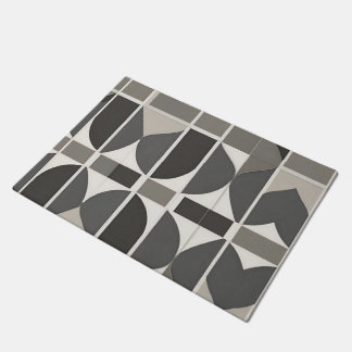 Modern Geometric Curves in Grey and White Doormat