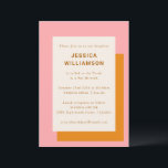 Modern Geometric Cute Bat Mitzvah Pink Orange Invitation<br><div class="desc">Modern Geometric Cute Bold Stylish Bat Mitzvah Party Invitation in Pink and Orange</div>