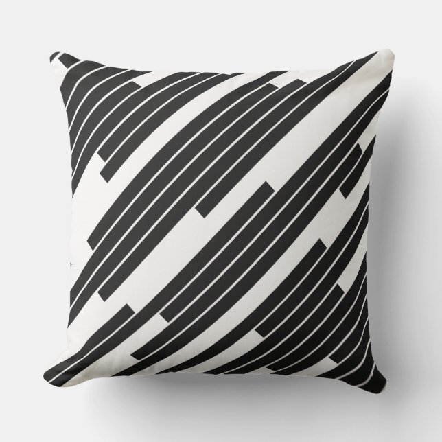 Modern Geometric Diagonal Lines Decor  Outdoor Pillow (Front)