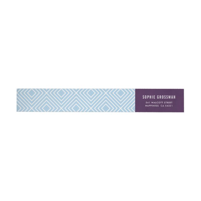 MODERN GEOMETRIC diamond pattern aubergine blue Wrap Around Label (Individual)