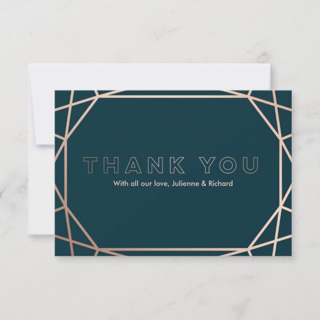 Modern Geometric Diamond Shaped Wedding Thank You (Front)