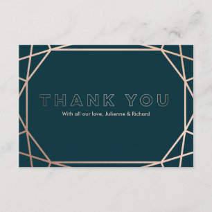 Modern Geometric Diamond Shaped Wedding Thank You Card
