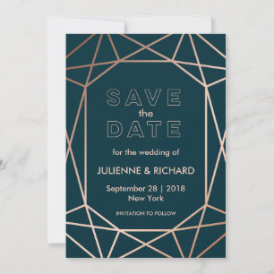 Modern Geometric Diamond Wedding Save the Date