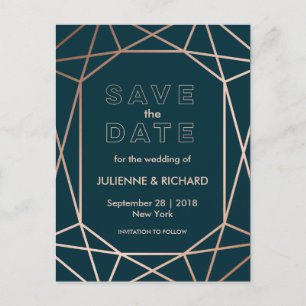 Modern Geometric Diamond Wedding Save the Date Announcement Postcard