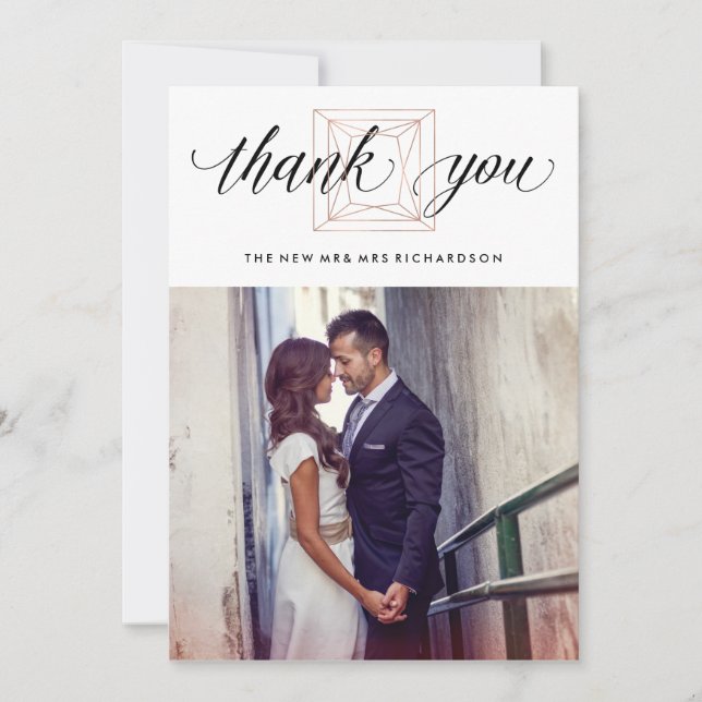 Modern Geometric Diamond Wedding Thank You Card (Front)