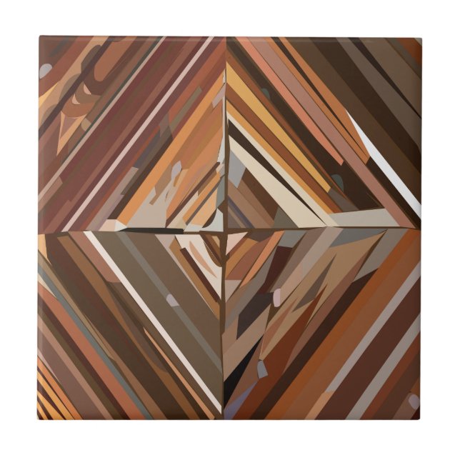 Modern Geometric Diamond Wood Background Pattern Tile (Front)