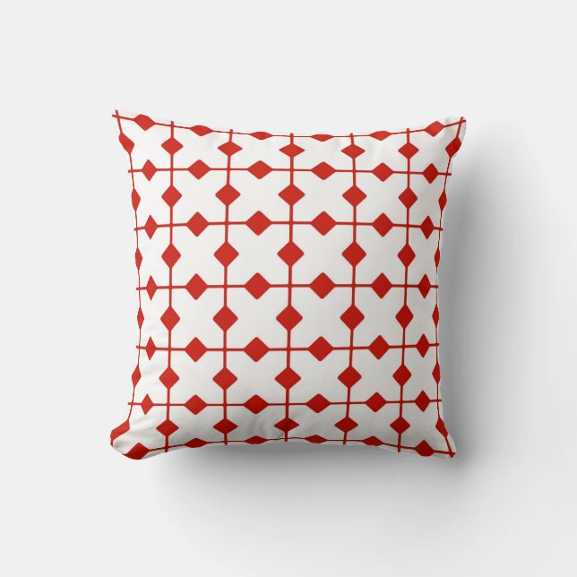 Modern Geometric, Diamonds - Dark red and white Throw Pillow (Front)