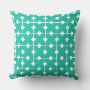 Modern Geometric, Diamonds - Turquoise Throw Pillow
